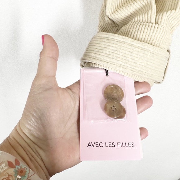 NWT Anthropologie AVEC LES FILLES Beige Corduroy Cropped Jacket boxy relaxed szM - Picture 15 of 16